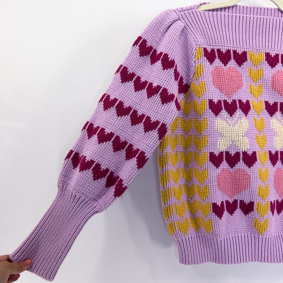 LoveShackFancy Multicolor Heart Pattern Sweater - Picture 8 of 10